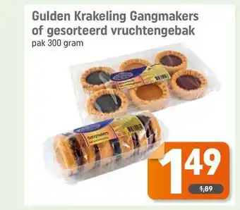 Dagwinkel Gulden krakeling gangmakers of gesorteerd vruchtengebak 300 gram aanbieding