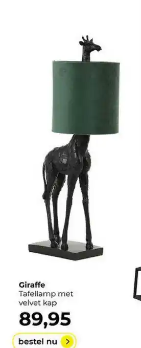 Lampidee Giraffe tafellamp met velvet kap aanbieding