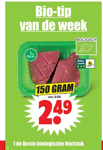 Dirk 1 de Beste biologische biefstuk 150 gram aanbieding