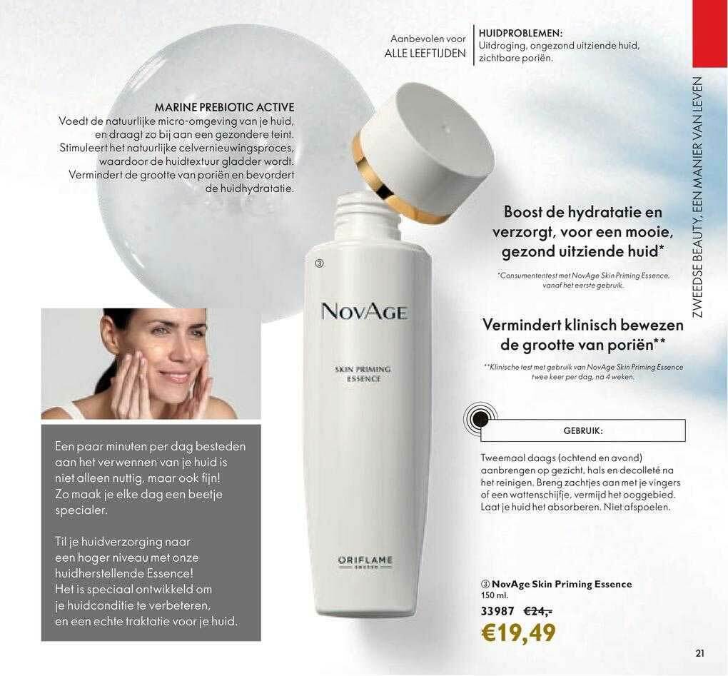 Novage skin priming essence aanbieding bij Oriflame