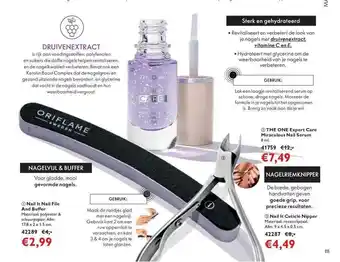 Oriflame Nail it nail file and buffer, nail it cuticle nipper of the one expert care miraculous nail serum aanbieding