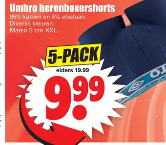 Dirk Umbro herenboxershorts S t/m XXL aanbieding