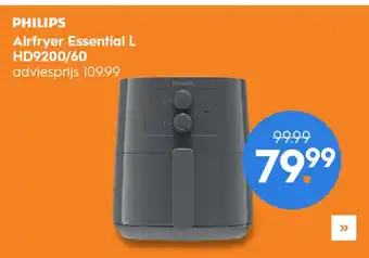 Blokker Philips HD9200/90 Airfryer Essential L zwart 4,1L/0,8kg aanbieding