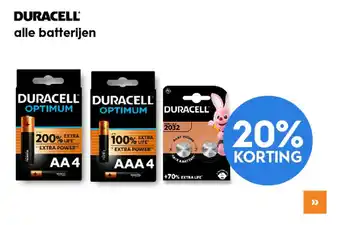 Blokker 20% korting op alle Duracell batterijen aanbieding