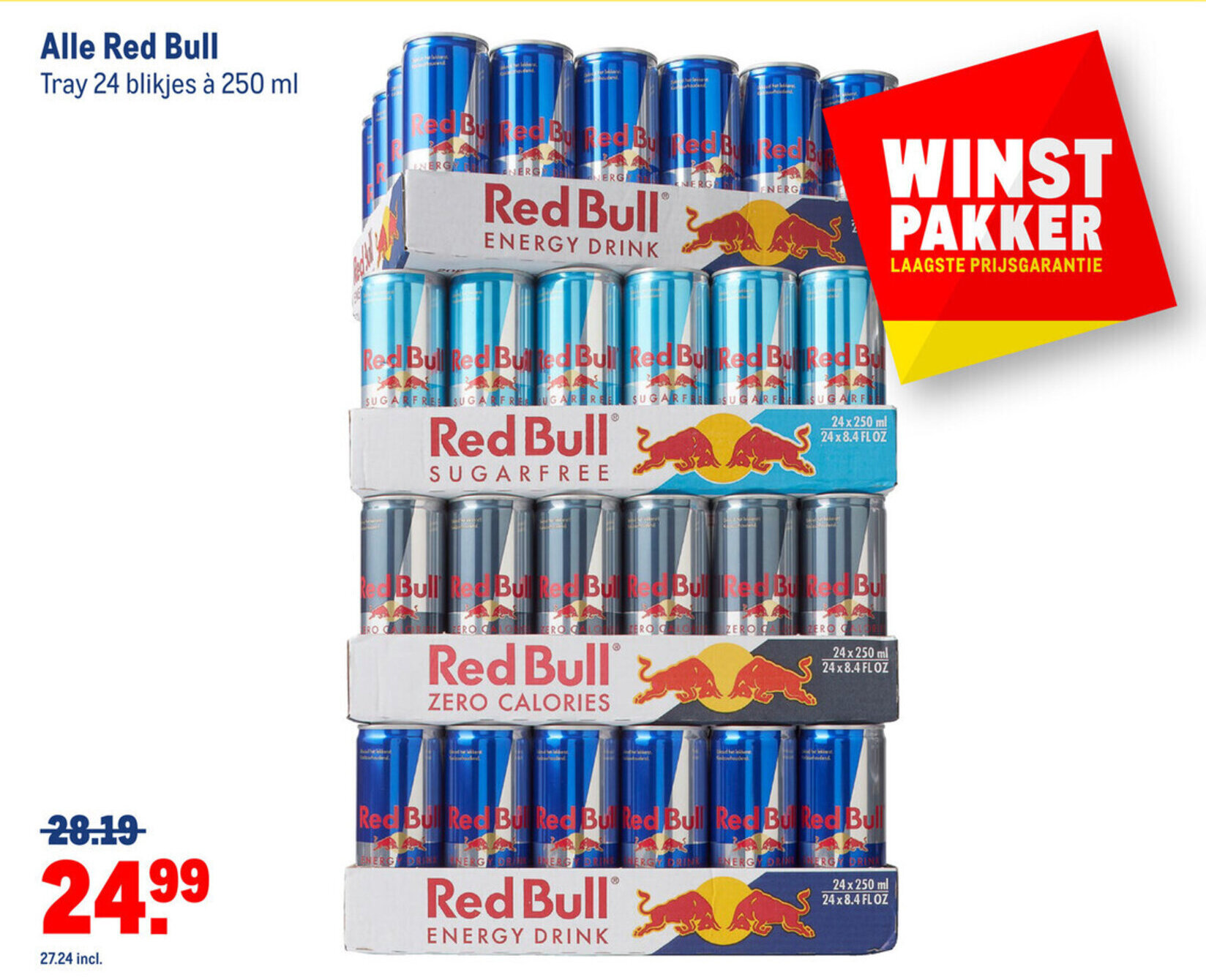 Alle Red Bull Tray 24 blikjes a 250ml aanbieding bij Makro