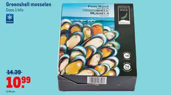 Makro Greenshell mosselen 1 kilo aanbieding