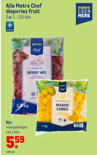 Makro Alle Metro Chef diepvries fruit aanbieding