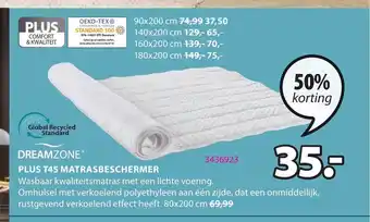 Jysk Dreamzone Plus T45 Matrasbeschermer 80 x 200 cm aanbieding