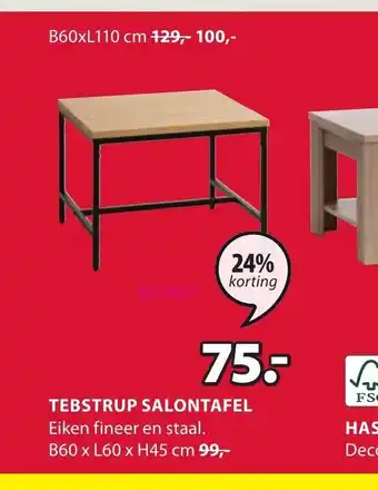 Jysk Tebstrup Salontafel B60 x L60 x H45 cm aanbieding