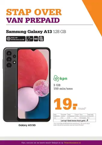 Telecombinatie Samsung Galaxy A13 128 GB aanbieding