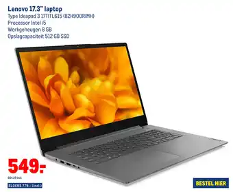 Makro Lenovo 17.3" laptop Ideapad 3 17TITL615 (82H900RIMH) aanbieding