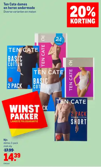 Makro Ten Cate dames en heren ondermode aanbieding
