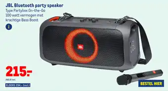 Makro JBL Bluetooth party speaker Type Partybox On-The-Go 100 watt aanbieding