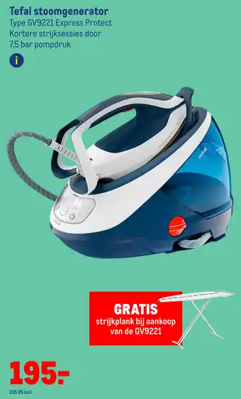 Makro Tefal stoomgenerator Type GV9221 Express Protect aanbieding