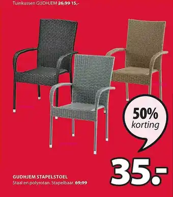 Jysk Gudhjem Stapelstoel 50% Korting aanbieding