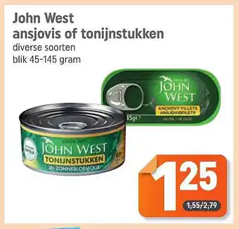 Dagwinkel John West Ansjovis Of Tonijnstukken aanbieding