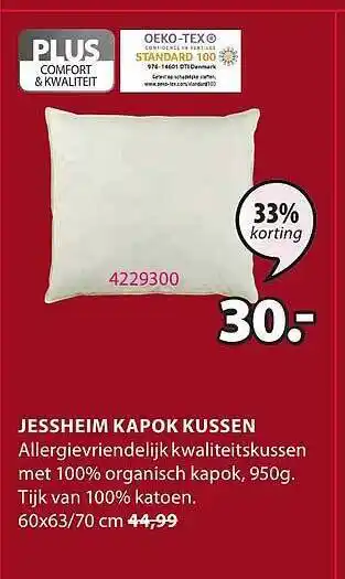 Jysk Jessheim Kapok Kussen 33% Korting aanbieding