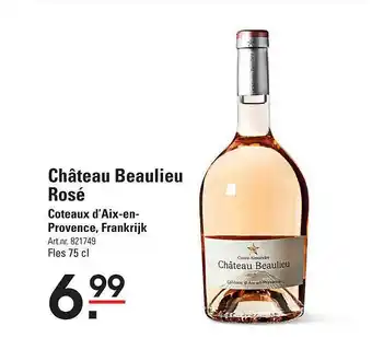 Sligro Château Beaulieu Rosé Coteaux D'Aix-En-Provence, Frankrijk aanbieding