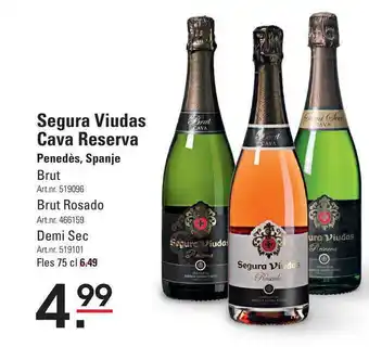 Sligro Segura Viudas Cava Reserva Brut, Brut Rosado Of Demi Sec aanbieding