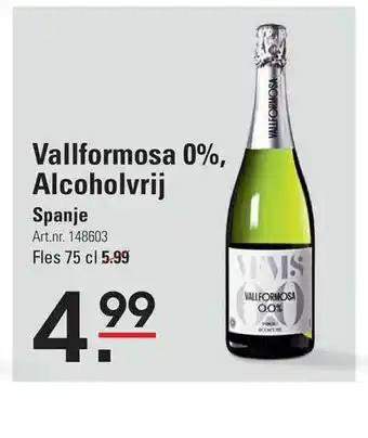 Sligro Vallformosa 0%, Alcoholvrij Spanje aanbieding