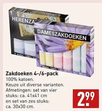 ALDI Zakdoeken 4--6-Pack aanbieding