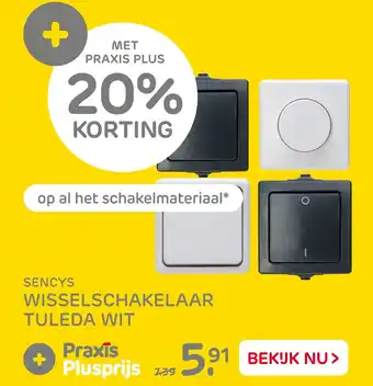 Praxis Sencys wisselschakelaar tuleda wit aanbieding