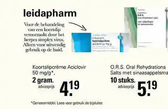 De Online Drogist Leidapharm Koortslipcrème Aciclovir 50 Mg-g Of O.R.S. Oral Rehydrations Salts Met Sinaasappelsmaak aanbieding