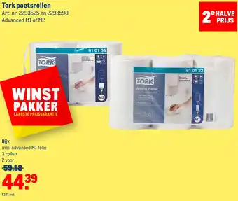 Makro Tork poetsrollen Art. nr. 2293525 en 2293590 aanbieding