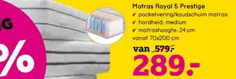 Leen Bakker Matras Royal 5 Prestige 70x200 cm aanbieding