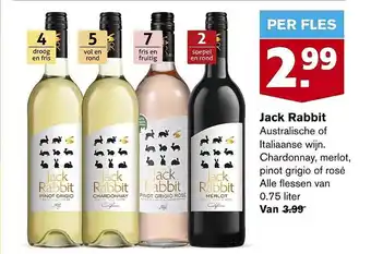 Hoogvliet Jack Rabbit Chardonnay, Merlot, Pinot Grigio Of Rosé aanbieding