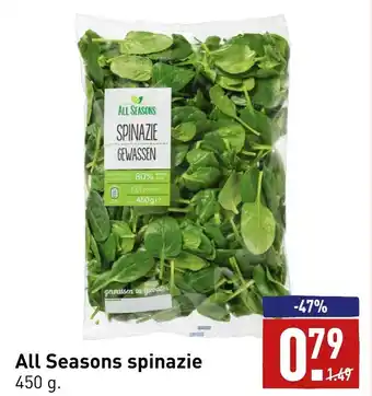 ALDI All Seasons spinazie 450g aanbieding