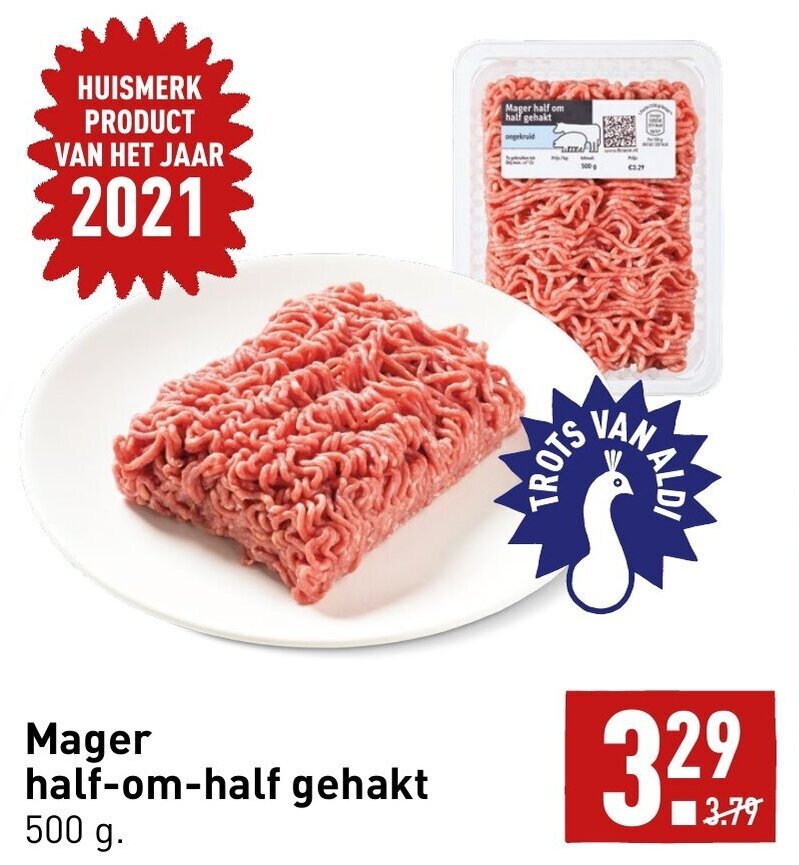 Mager halfomhalf gehakt 500g aanbieding bij ALDI