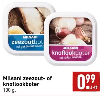 ALDI Milsani zeezout- of knoflookboter 100g aanbieding