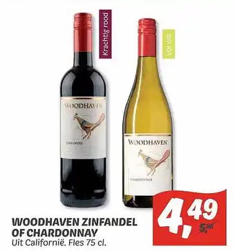 Dekamarkt Woodhaven Zinfandel Of Chardonnay aanbieding