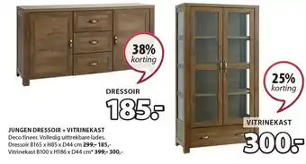 Jysk JUNGEN DRESSOIR + VITRINEKAST aanbieding