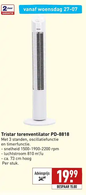 ALDI Tristar torenventilator PD-8818 aanbieding