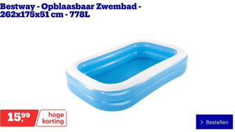 Bol.com Bestway - Opblaasbaar Zwembad - 262x175x51 cm - 778L aanbieding