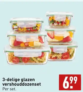 ALDI 3-delige glazen vershouddozenset aanbieding