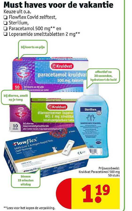 Kruidvat Paracetamol 500 Mg 50 Stuks aanbieding bij Kruidvat