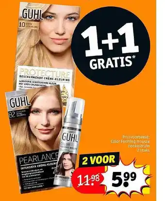 Kruidvat Guhl Color Forming Mousse Donkerbruin 1+1 Gratis aanbieding