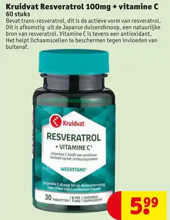 Kruidvat Kruidvat Resveratrol 100mg + vitamine C aanbieding