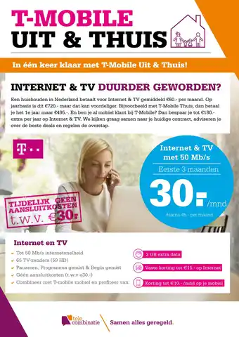 Telecombinatie T-mobile uit & thuis aanbieding