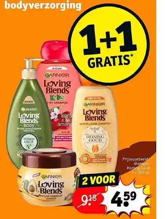 Kruidvat Garnier Loving Blends Shampoo Honing Goud 1+1 Gratis aanbieding