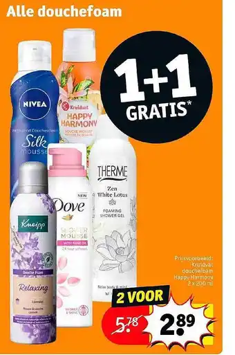 Kruidvat Alle Douchefoam 1+1 Gratis aanbieding