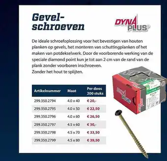 Provak Dyna Plus Gevelschroeven aanbieding