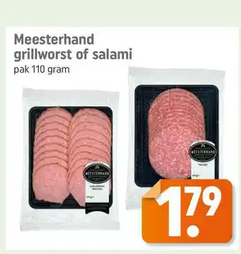Lekker Makkelijk Meesterhand grillworst of salami pak 110 gram aanbieding