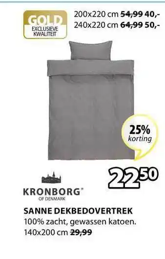 Jysk Sanne Dekbedovertrek 25% Korting140x200 cm aanbieding