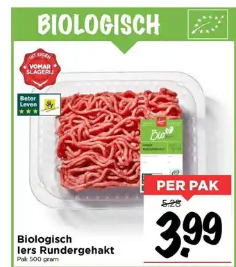 Vomar Voordeelmarkt Biologisch iers rundergehakt 500 gram aanbieding