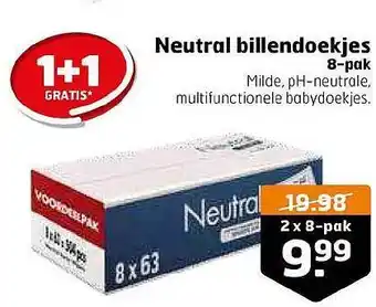 Trekpleister Neutral Billendoekjes 1+1 Gratis aanbieding