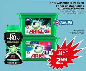 Trekpleister Ariel Wasmiddel Pods En Lenor Unstoppables aanbieding